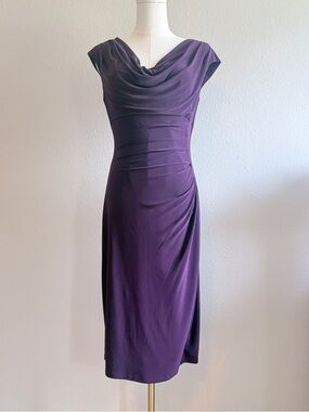 Lauren Ralph Lauren Deep Purple Cowl Neck Midi Dress
